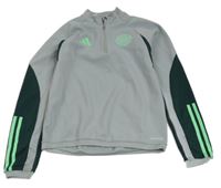 Sivo-zelená thermo mikina s potlačou Adidas