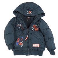 Antracitová šušťáková zimná bunda so Spidermany a kapucňou zn. Primark