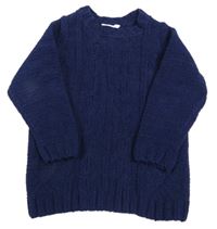 Tmavomodrý vzorovaný žinylkový sveter M&Co.