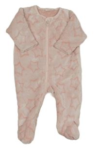 Světlerůžový plyšový overal s hvězdami Next