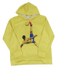 Žltá mikina s fotbalistou a kapucňou