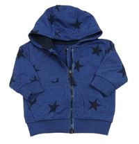 Tmavomodrá prepínaci mikina s hviezdami a kapucňou Next
