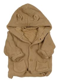 Béžový propínací podšitý svetr s kapucí George