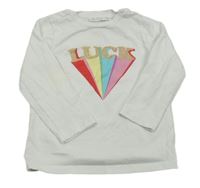 Bílé triko s nápisem a duhou 