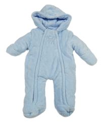 Svetlomodrá plyšová zateplená kombinéza so slonom a kapucňou St. Bernard