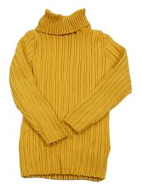 Horčicový rebrovaný svetrový rolák Nutmeg