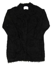 Čierny chlpatý svetrový cardigan Zara