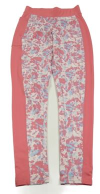 Ružovo-bielo-modré vzorované športové legíny Ergeenomixx