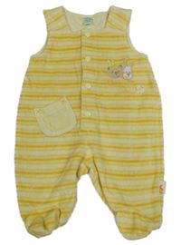 Žluté pruhované sametové dupačky so zvieratkami