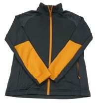 Antracitovo-oranžová propínací sportovní mikina Adidas