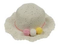 Bielo-zlatý trblietavý klobúk s pompomy