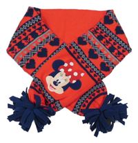 Červeno-tmavomodrá vzorovaná šál s Minnie a strapcemi Disney