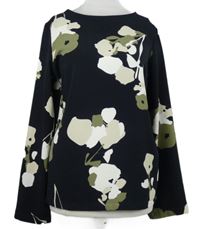 Dámská černo-khaki květovaná halenka C&A