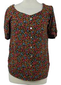 Dámská černo-barevná kytičkovaná halenka Next 