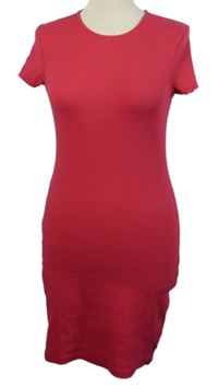 Dámske tmavoružové rebrované šaty Sinsay