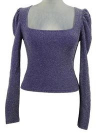 Dámské fialové třpytivé crop triko H&M