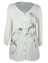 Dámska biela blúzka s motýlikmi Bonita