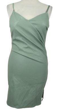 Dámske světlekhaki koženkové šaty