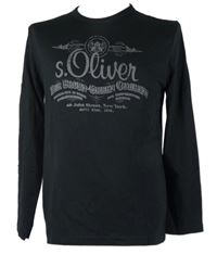 Pánské černé triko s logem S. Oliver 