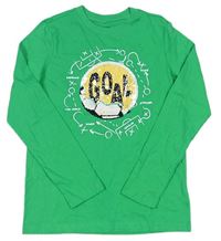 Zelené tričko s překlápěcími flitre Lands´end