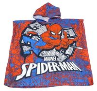 Modro-červené froté osuškové pončo so Spider-manem a kapucňou Marvel