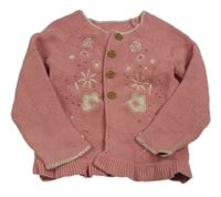Ružový prepínaci sveter s kvietkami Mothercare