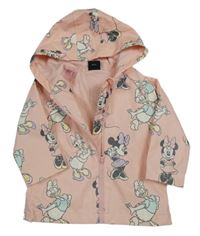 Svetloružová nepromokavá jesenná bunda s Minnie a Daisy a kapucňou zn. Disney