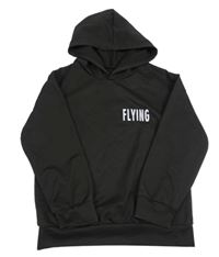 Čierna športová mikina s nápisom a kapucňou