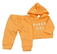 2set- neonově oranžová mikina s nápisem a kapucí + tepláky Shein