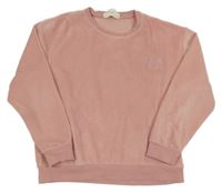 Svetloružová plyšová mikina s nápisom M&S