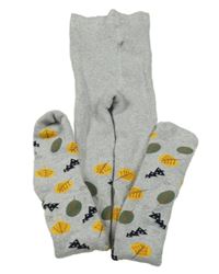 Svetlosivé teplákové pančuchy s listami Lupilu