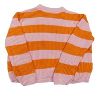 Oranžovo-ružový pruhovaný sveter Yigga