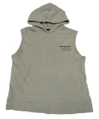 Béžová tepláková vesta s nápisom a kapucňou Zara