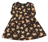 Hnedé bavlnené šaty s labuťami  C&A