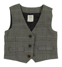 Šedo-černo-bílá kostkovaná vesta C&A