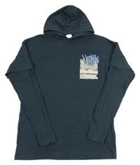 Tmavomodré triko s potiskem a kapucí Chapter young