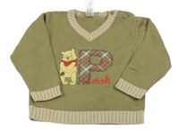 Khaki sveter s medvídkem Pú C&A