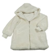 Bílý kožešinový podšitý kabát s kapucí Dunnes