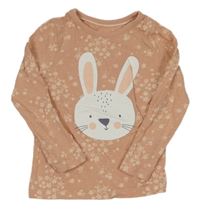 Světlerůžové květinové triko s králíčkem George