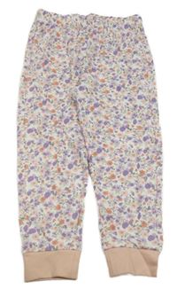 Bílé květinové pyžamové kalhoty