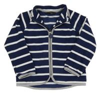 Tmavomodro-biela pruhovaná fleecová prepínaci mikina Tchibo