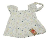 Nové - 2set- biela kvetinová halenka+ čelenka Mothercare