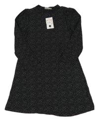 Nové - Čierne bodkované šaty Matalan