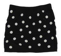 Čierna pletená sukňa s bielymi bodky H&M