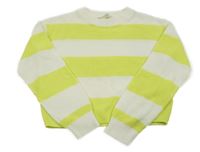 Bielo-zelený pruhovaný crop sveter H&M