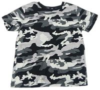 Sivo-čierne army pyžamové tričko Next