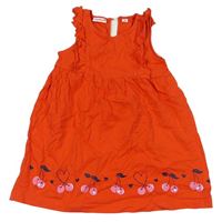 Červené bavlnené šaty s třešněmi Liegelind