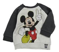 Bielo-tmavosivá mikina s Mickeym Disney