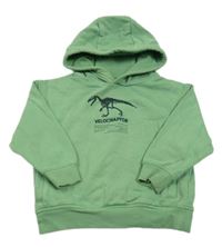 Zelená mikina s kostrou dinosaura a kapucí Next
