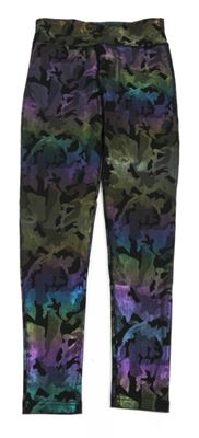Černo-barevné army metalické sportovní legíny Dunnes